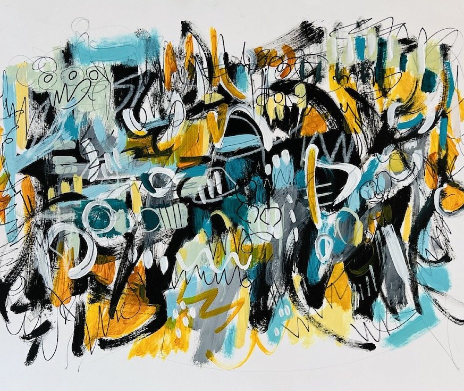 Scribbles_#2_Acrylic on paper_mounted cradled wood