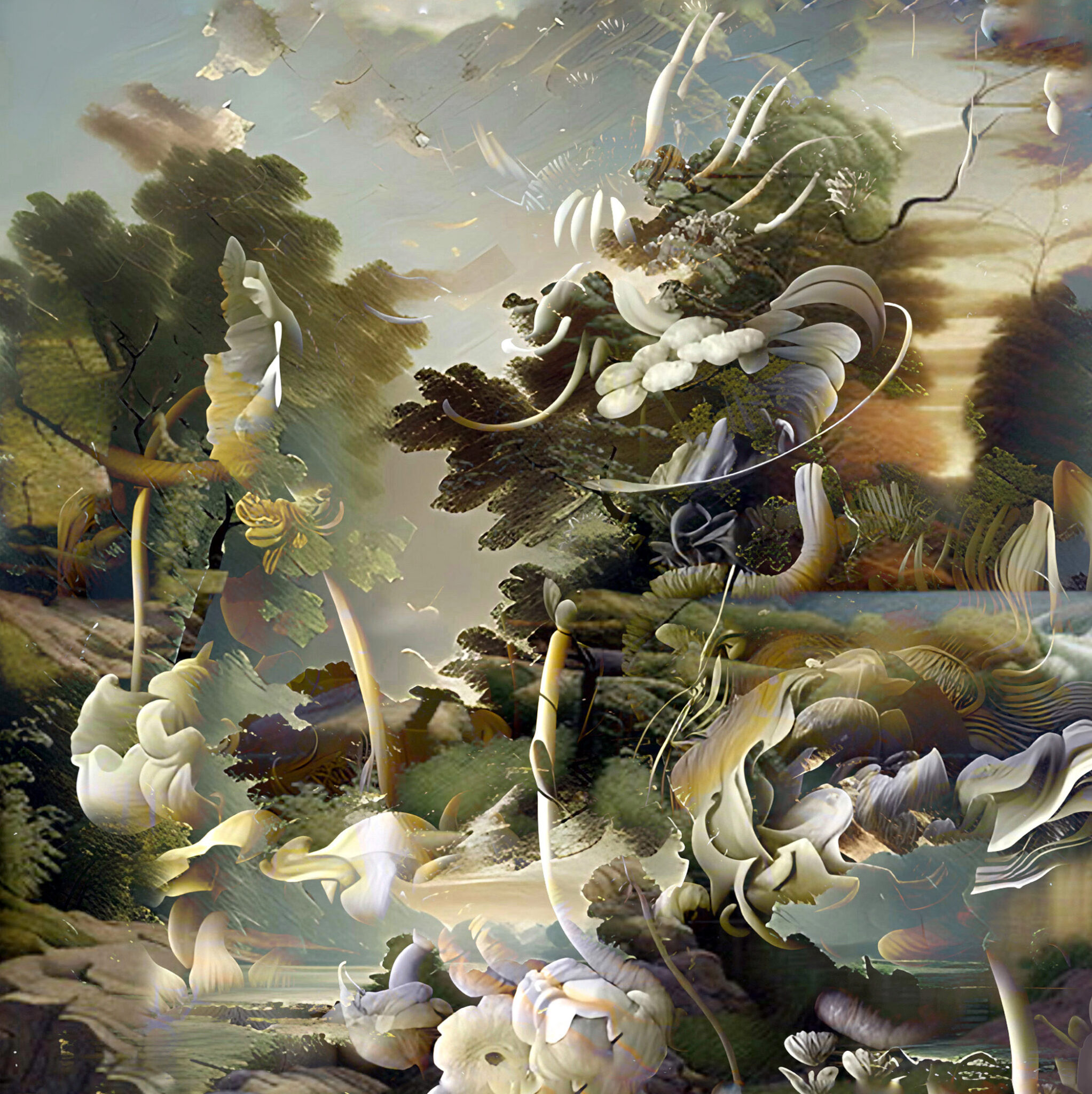 Carol Bouyoucos, Pollinator Prospects, 2025, digital print on birchwood panel, 10 x 10 x 1.5 inches